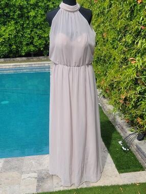 Christina Wu Morganite Halter Maxi Bridesmaid Dress Sz 12 Style # 22911